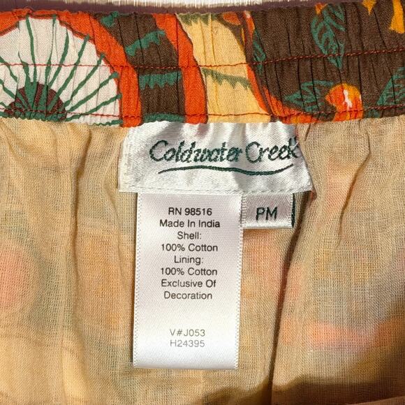 Coldwater Creek Boho Patchwork Floral Peasant Skirt PM Orange Tiered Y2K Midi - Picture 3 of 7